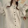 Womens Loose Knit Cardigan Hooded Sweater 2026 Fall Lazy Style Top Solid Color
