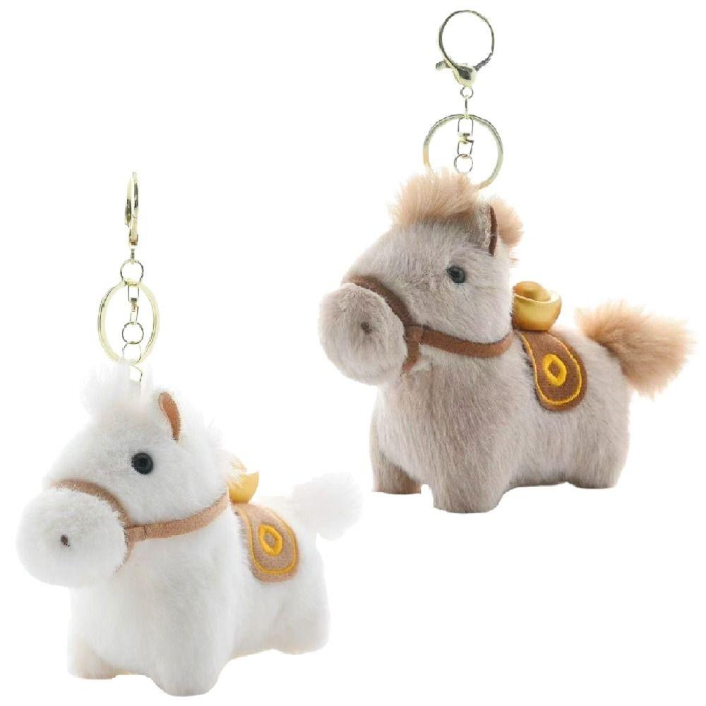 Mascot Dolls Yuanbao Pony Pendant Cute Stuffed Animal Keyring Plush Horse Keychain  Year of Horse