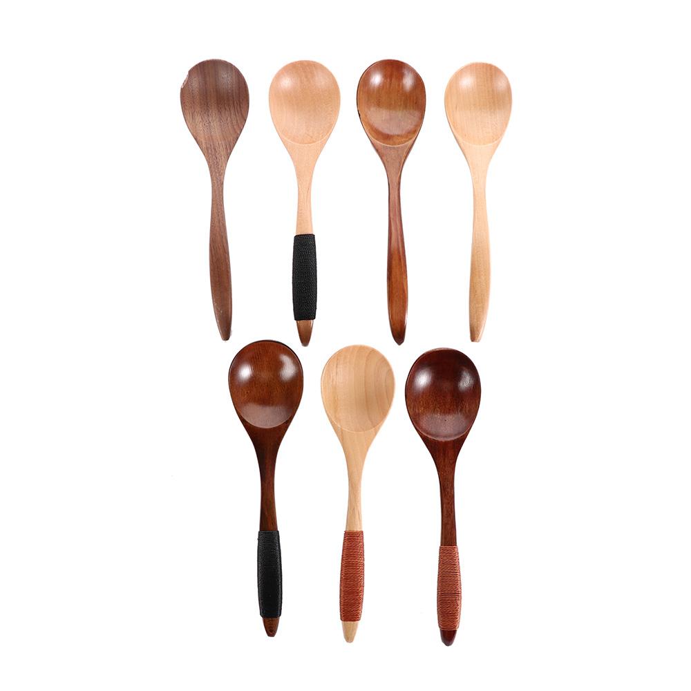 Handmade Black Walnut Tableware Hand-made Wood Wooden Spoon Kitchen Tool Soup Spoon Cooking Utensil