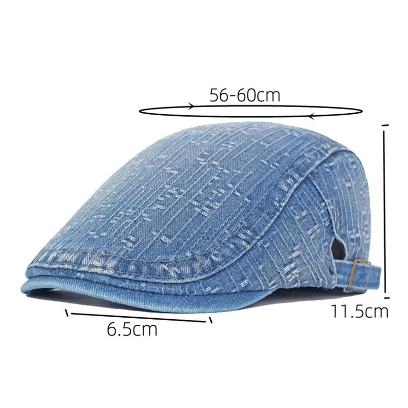 Spring Summer Solid Color Newsboy Caps Men Washed Denim Cotton Flat Peaked Cap Women Painter Beret Hats