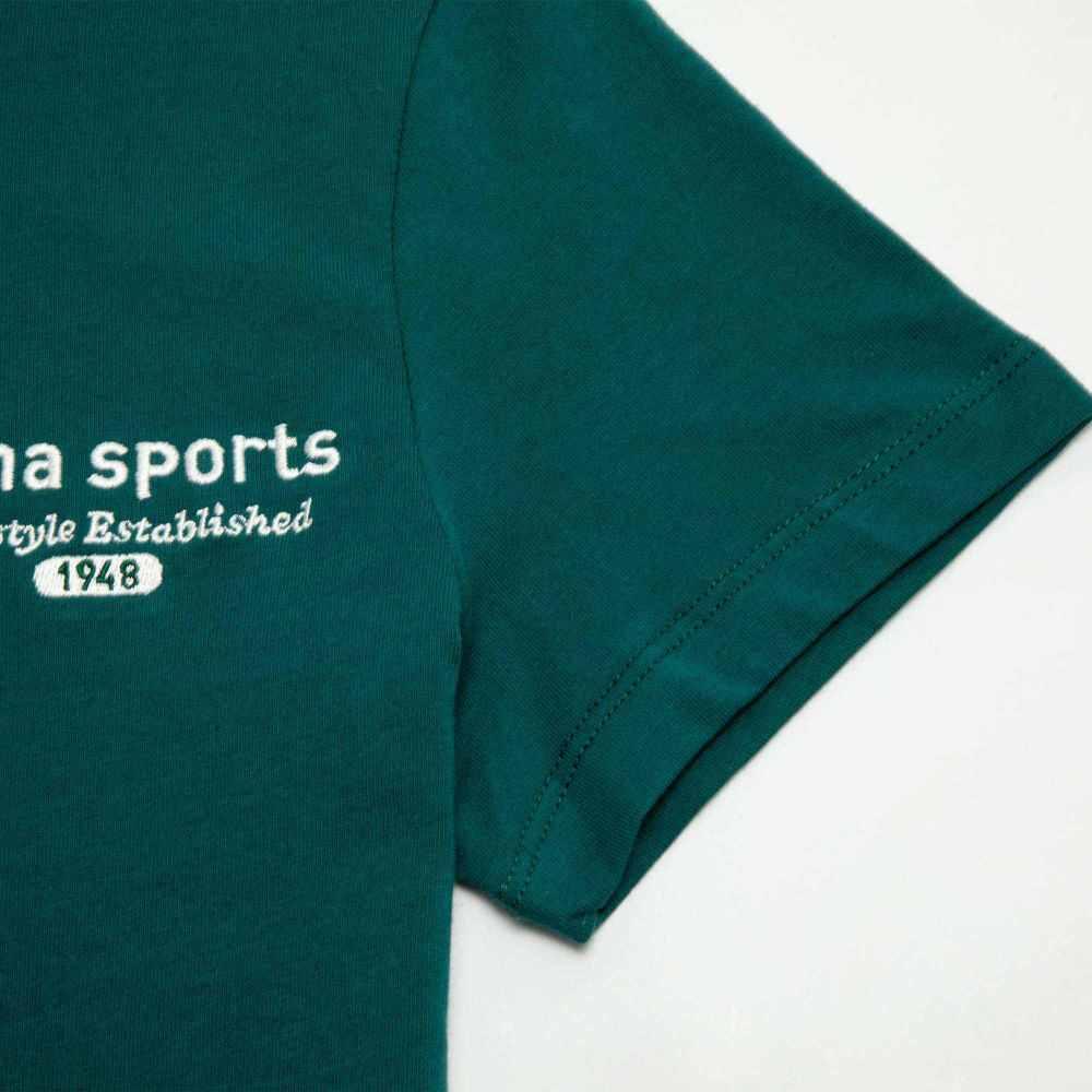 Puma Футболка Team Tee с вышитыми буквами, круглым вырезом, коротким рукавом, женские топы, рождественско-зеленый цвет 624706-43