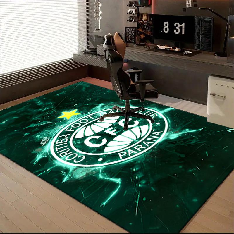 Cori-tiba Football Club Crest Printed Office Carpet Chair Cushion Entryway Rug, Rugs for Living Room, Bedroom Christmas gifts
