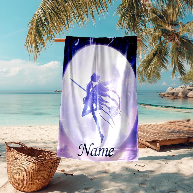 Personalized customized proof beach towel with Sailor Moon pattern - soft, absorbent,quick-drying,perfect swimming,camping&bathing
