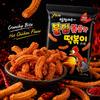 YEM Закуска из рисовых лепешек с курицей и специями 100 г | Насыщенный острый куриный вкус, хрустящая воздушная текстура, жевательная форма полоски