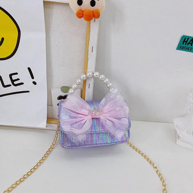 Trendy Breathable And Waterproof Mini Handheld Kids Shoulder Bag With Bow Design