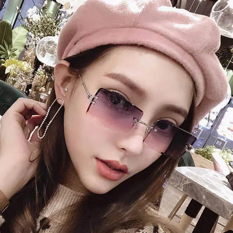 Unisex Small Rimless Sunglasses Man Woman Fashion Gradient Sun Glasses Eyewear Retro Luxury Brand Designer Traveling Shades