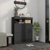 16 Shoe Pair Storage Cabinet, with Flip Doors - High Gloss Black