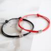 Black Red Leather Rope Bracelet Couple Jewelry Handmade Adjustable Braided Charm Bracelets Women Men Thread Jewelry Gifts