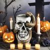 Skull Snake Figurine Small Resin Snake Skeleton Head Sculpture Gothic Tabletop Decoration for Halloween Party Bar Office Desk Ornament