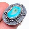 Natural Blue Druzy Slice Gemstone 925 Sterling Silver Jewelry Ring Size 8.5 r5B16