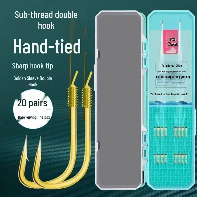 Премиальные золотистые поводки с двойным крючком против запутывания - Короткие, готовы к использованию для ловли на дикой воде