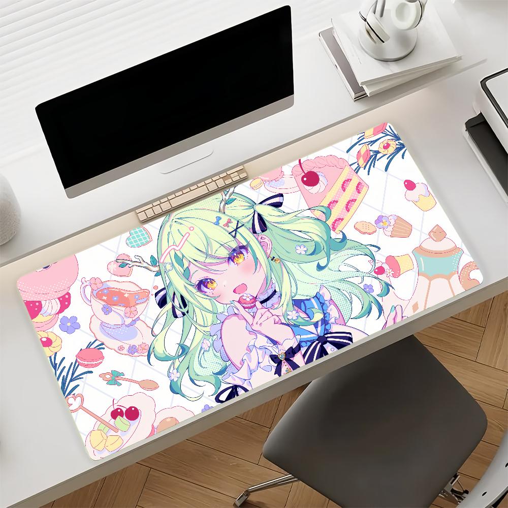 Antislip Gaming Mouse Pad Stitched Edge Desk Mat Large Size Cozy Room Style Anime Girl Design Keyboard Pad for Gamers