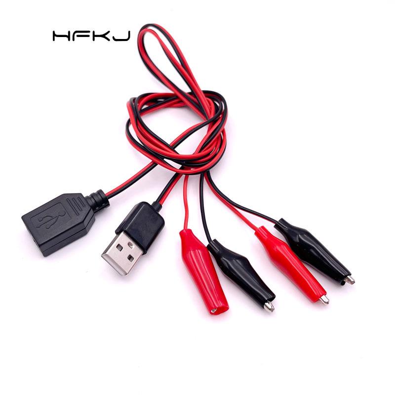 Адаптер USB с зажимом типа «крокодил» и определением питания, Красно-черный кабель, Тестовое подключение 5 В