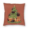 Cartoon Black Cat Decorates Christmas Tree Square Pillowcase Pillow Cover Cushion Decor Comfort Throw Pillow for Home Car