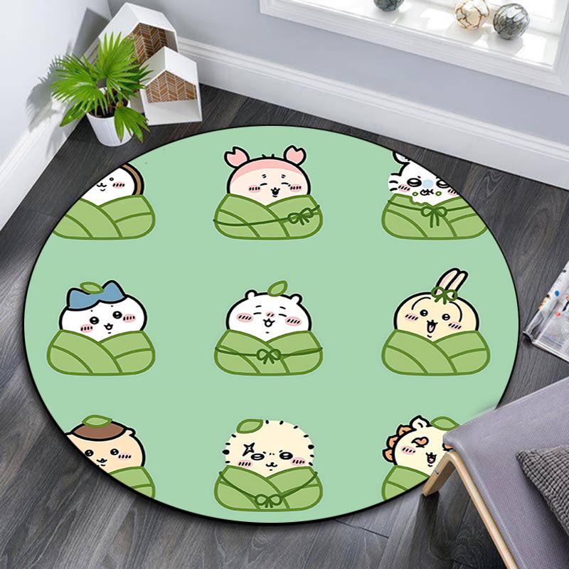 Usagi2 Round Area Rug,Carpet Rug for Living Room Bedroom Sofa Playroom Decor,Non-slip Floor Mat
