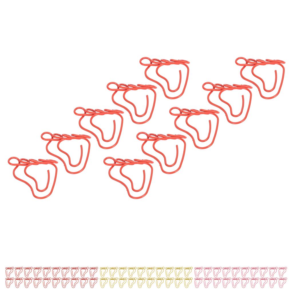 100 шт. скрепка в форме стопы, симпатичная, противоскользящая, портативная, для закладки, офисного файла документов