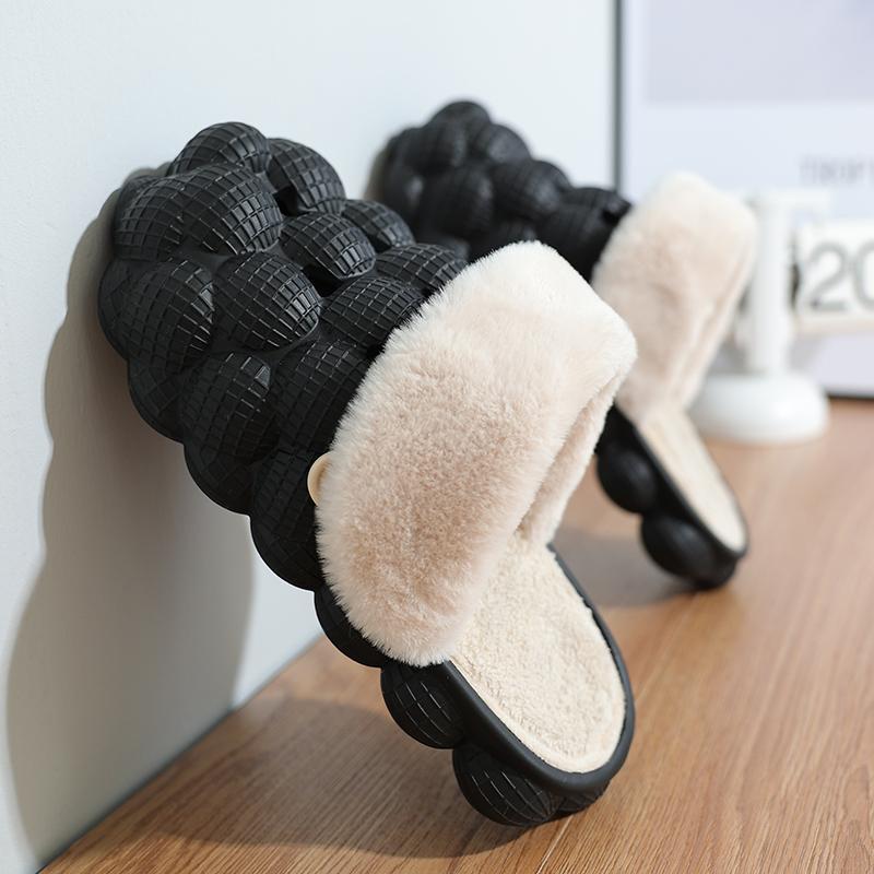 Модные зимние тапочки унисекс для женщин, домашние тапочки, мужские тапочки с пузырьками, массажные личи, дизайнерские теплые флисовые мужские сабо