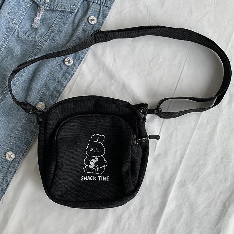 Милая маленькая сумка женская 2025 новая сумка через плечо сто с мультяжной холщовой сумкой