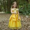 Костюм Красавицы и Чудовища для девочек, карнавальное нарядное платье на Рождество, Хэллоуин, бальное платье красавицы принцессы на день рождения, желтое, 3, 4, 5, 6, 7, 8, 9, 10 лет