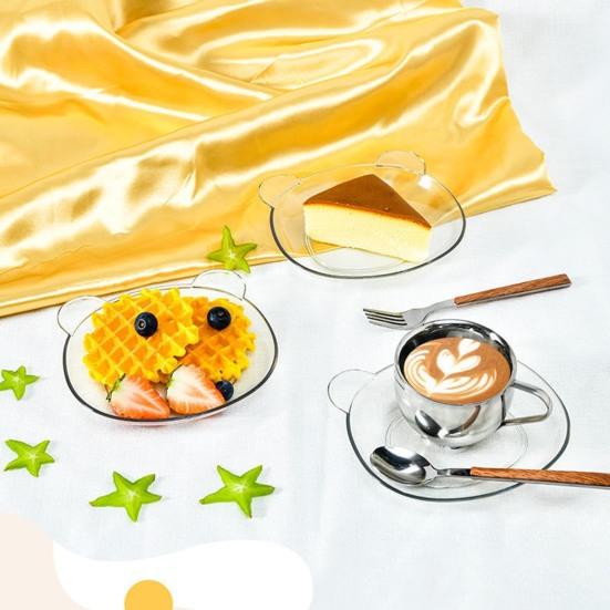 Тарелка для закусок Yousheng с милым рисунком медведя, легко моется, складная, с закругленными краями, многоцелевая пластиковая тарелка для фруктов, экономящая место, кухонная посуда