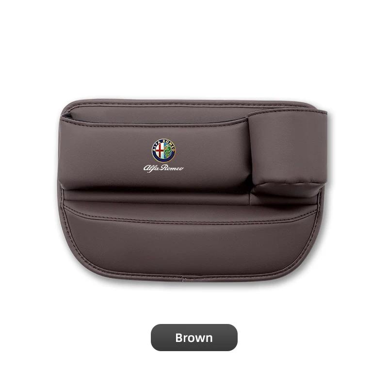 Car Stickers For Alfa Romeo Car Seat Gap Organizer Storage Box Leather Side MR Storage Pocket Wallet Keys Card Cup Holder For Alfa