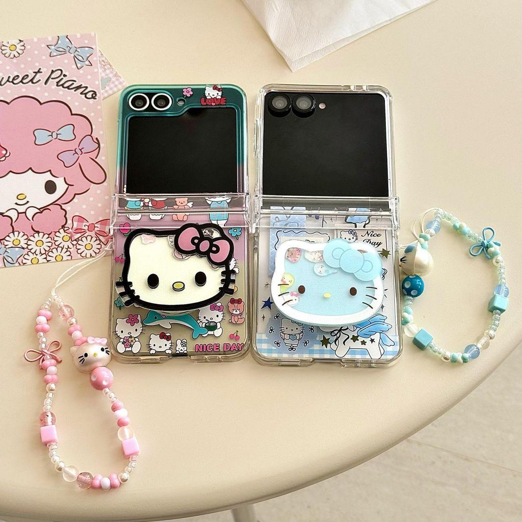 Мультяшный чехол KT Cat для Z Flip, Складной экран, Ударопрочный, Креативная женская защитная крышка с браслетом