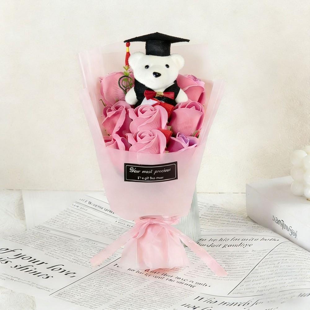 Bear Animal Bear Graduation Bouquet Lovely Bow Tie Bear Plush Bouquet Decoration Birthday Party