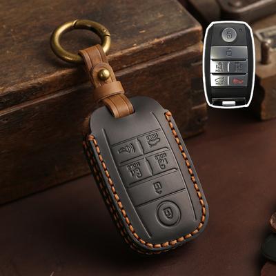 Кожаный чехол для автомобильного ключа Kia Sedona Grand Carnival Sorento L580 Keyless Go Брелок-аксессуары Защитная крышка Комплект