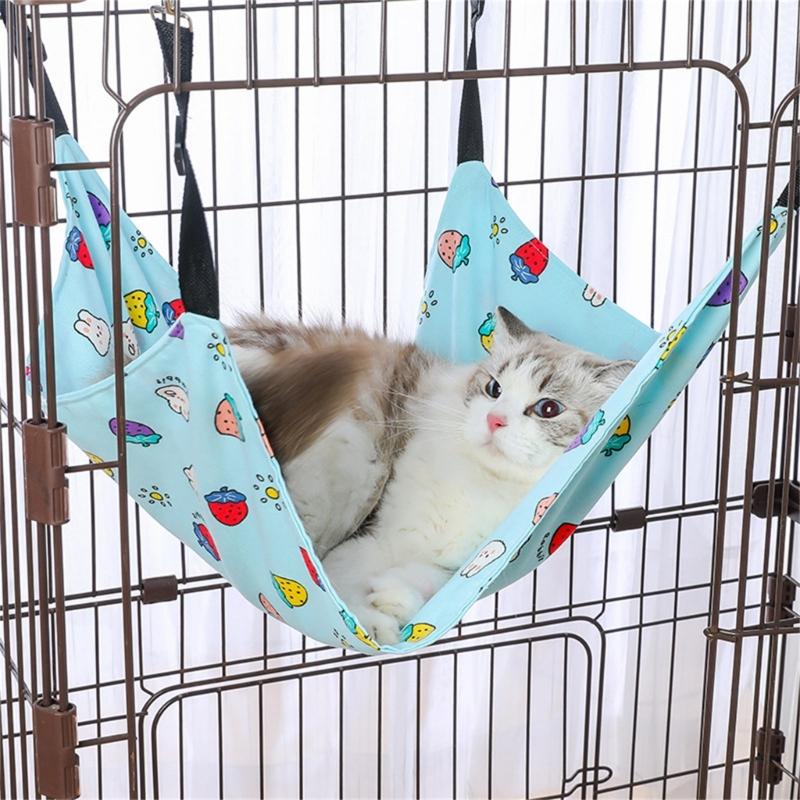 Гамак-качели для кошки, кровать для питомца, котенка, двусторонний спальный гамак, гамак для подвешивания против царапин, подстилка для клетки, товары для мелких животных