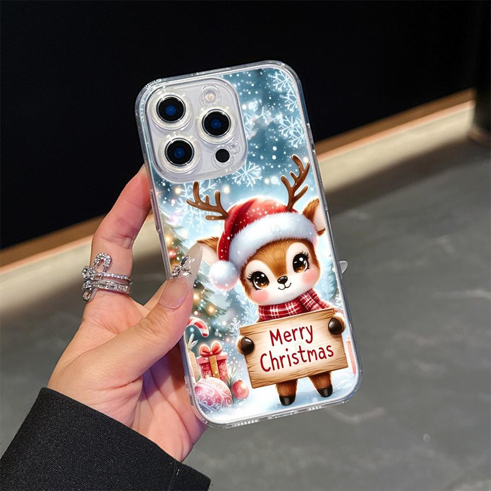Ae106 Happy New Year art Merry Christmas Magsafe Transparent Cases для Samsung S23 S24 Ultra S21 iPhone 16 Pro Max Magnetic Wireless Charge Back Cover