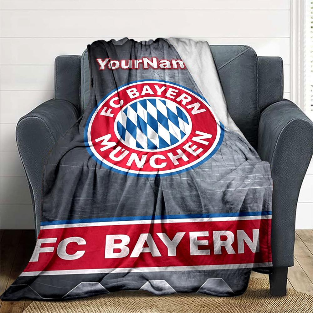 Bayern Munich Customize Text Blanket Throw Customizable Blanket Warmthful Decor Perfect for Bed Seaside Office Chair Couch Four Seasons Multipurpose