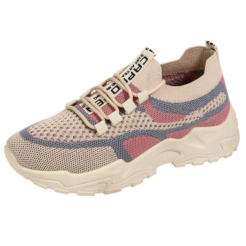 Женские летние дышащие кроссовки- dad sneakers Flyknit с эффектом увеличения роста - Повседневная обувь для бега в корейском стиле с мягкой подошвой