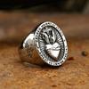 Vintage 316L Stainless Steel Religious Sacred Heart Men Ring Retro Savior Jesus Cross Rings For Men Women Retro Amulet Jewelry