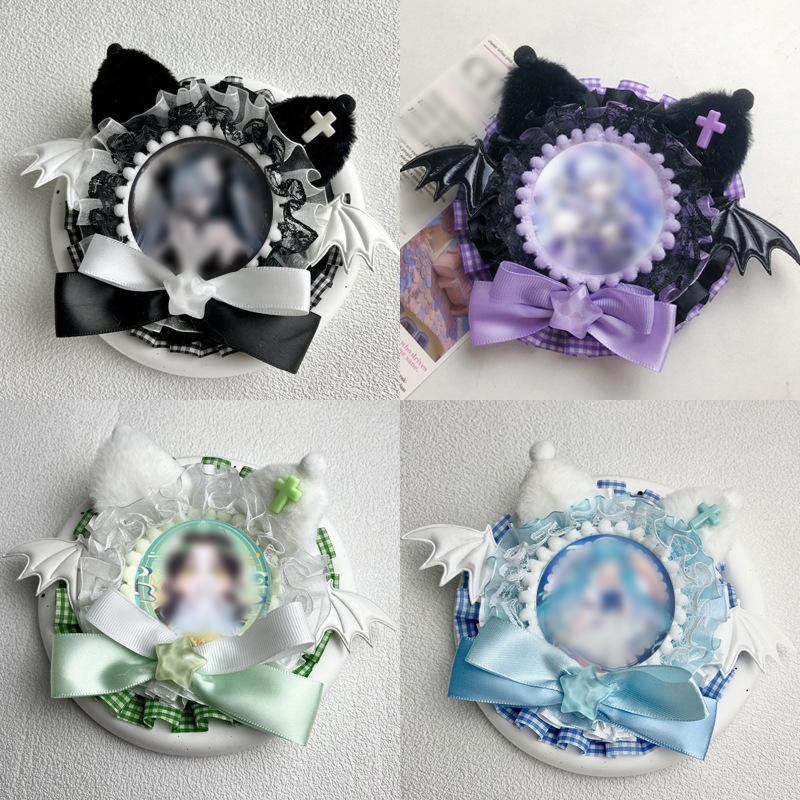 1PC Anime Badge Holder Goods Decoration Bag Accessories ACG Bow Tie Meow Badge Holder Handmade For 58-75mm