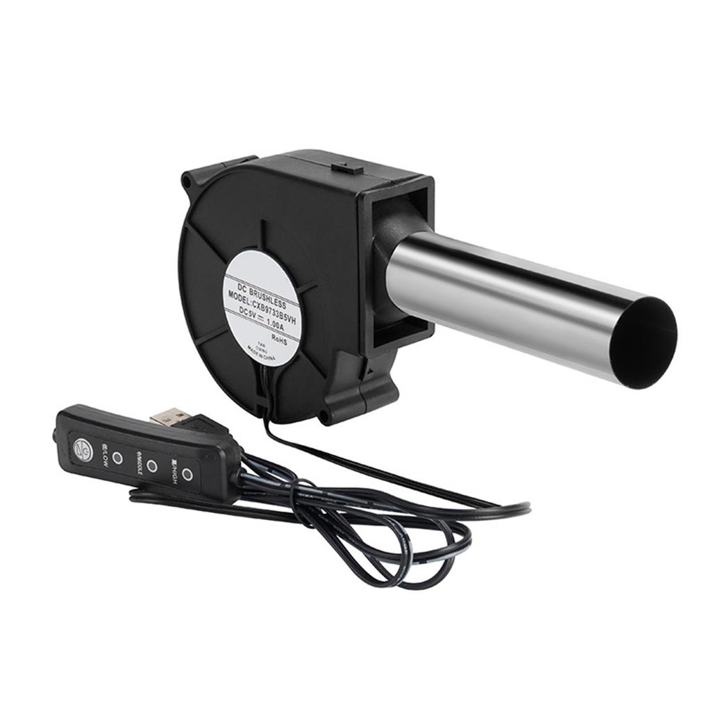 USB-вентилятор 5 В с тремя настройками скорости для кемпинга на открытом воздухе, печи для барбекю и костров, эффективное усиление пламени
