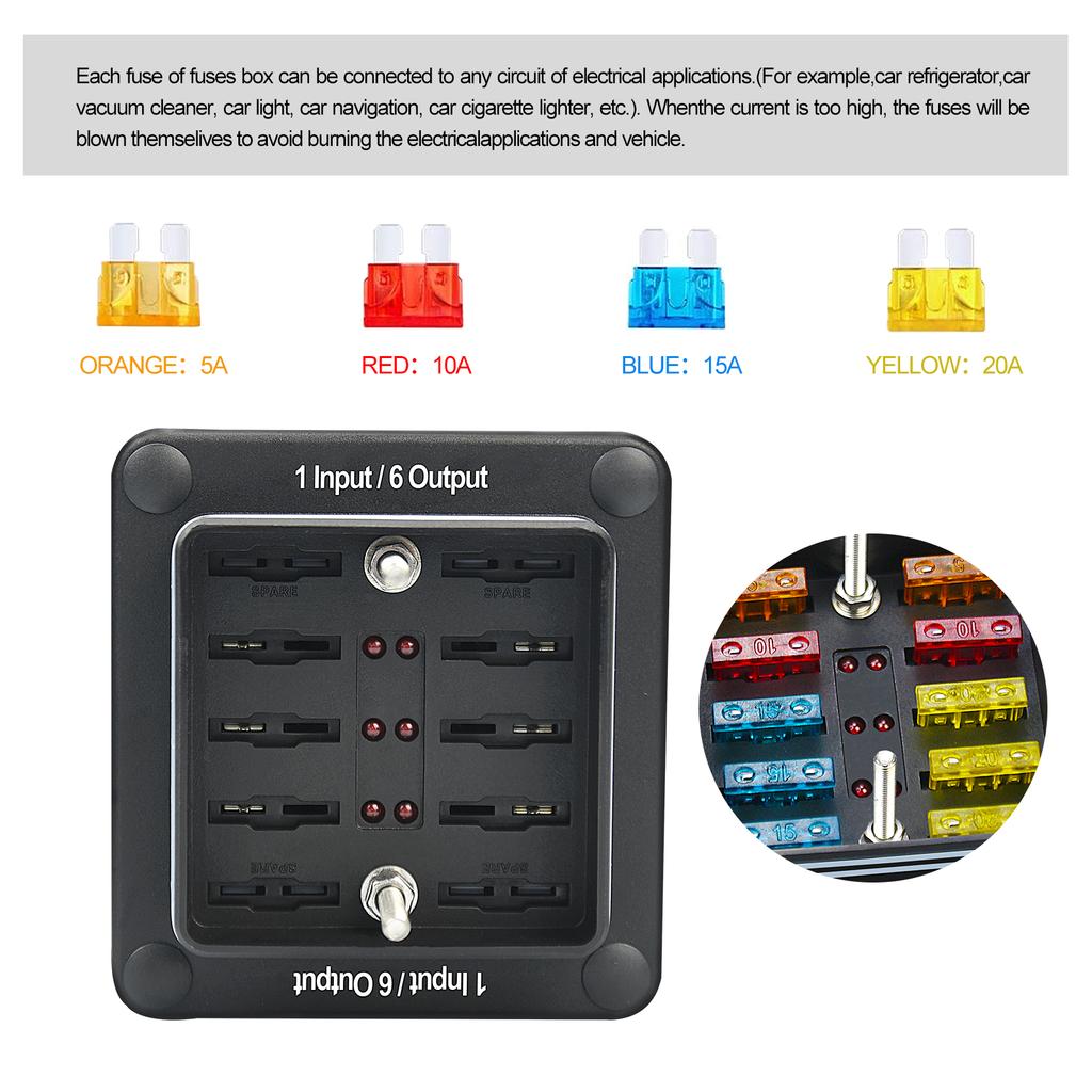 6-контактный блок с держателем коробки цепи заземления для защитной крышки светодиодная индикация болтовые клеммы для автомобиля морской низкий профиль отрицательная шина водонепроницаемый