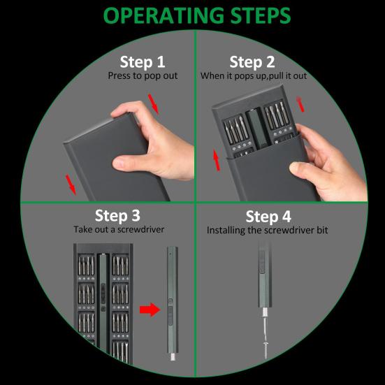 Электрическая прецизионная отвертка Мощный магнитный двигатель Высокоскоростные перезаряжаемые биты для отверток Намагничиватель/размагничиватель Прецизионный
