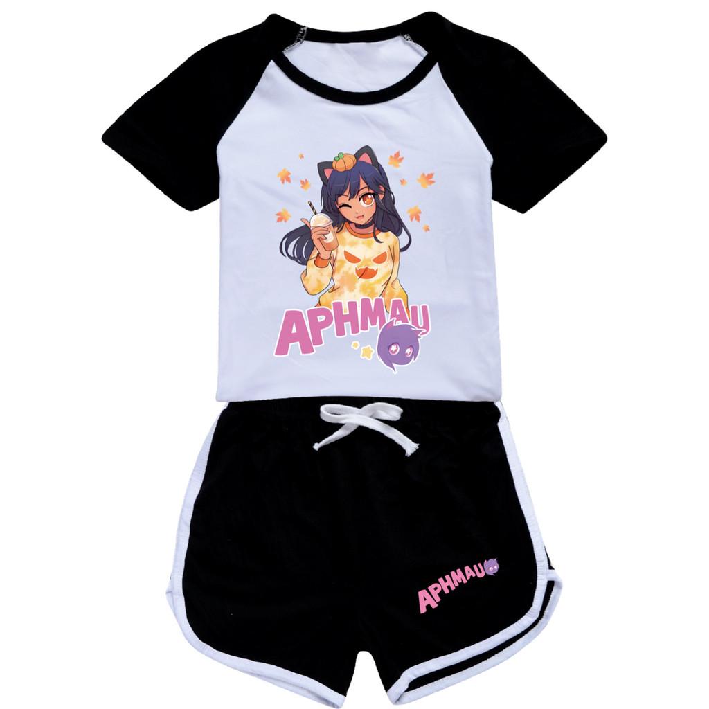 4281 2 шт./комплект Детский для девочек С принтом APHMAU Топ с коротким рукавом Штаны Спортивный костюм Комплект