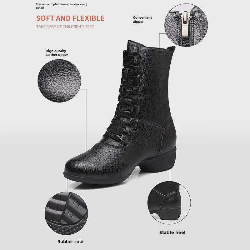 Ботинки для танцев Square Dance Boots с мягкой подошвой и молнией - средний каблук с воздушной подушкой, стиль «матрос», одежда на все времена года