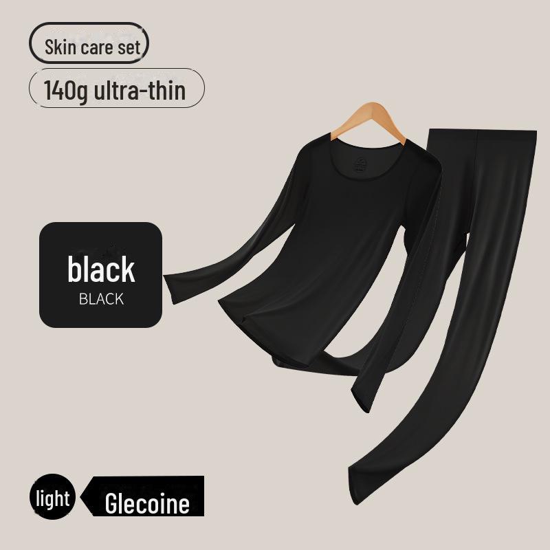 Женский ультратонкий бесшовный термобелье — телесного цвета, высокая эластичность, невидимое тепло, идеально подходит для осени и зимы.