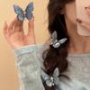 Year Super Fairy Ice Blue Butterfly Tassel Hairpin Female Mori Girl Bangs Side Duckbill Clip Hairpin