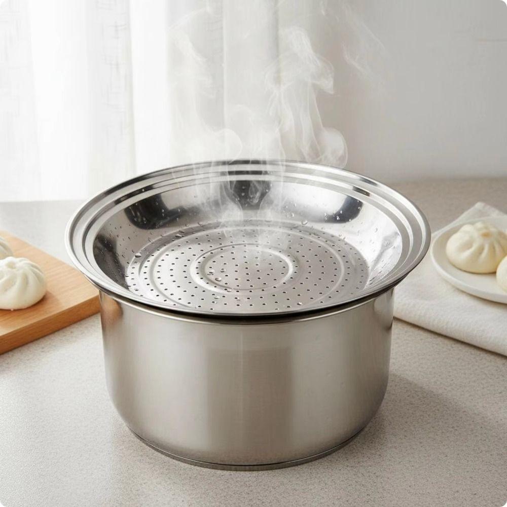 Large Hole Kitchen Steam Tray Round Pot Steam Insert Stainless Steel Steamer Basket Kitchenware