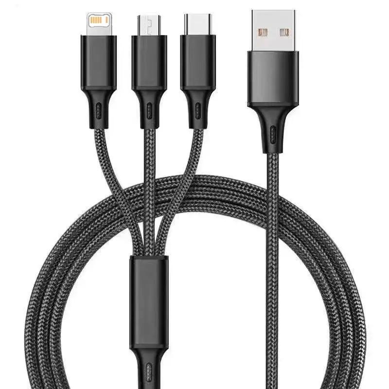 3 в 1 Micro USB Type C кабель для быстрой зарядки, многопортовый микрокабель для быстрой зарядки iPhone 16 15 14 XS Xiaomi Samsung USB C кабель
