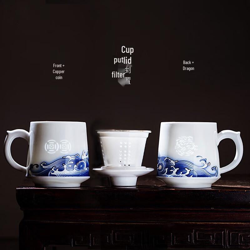 Керамическая чайная чашка Jingdezhen с ситечком и крышкой