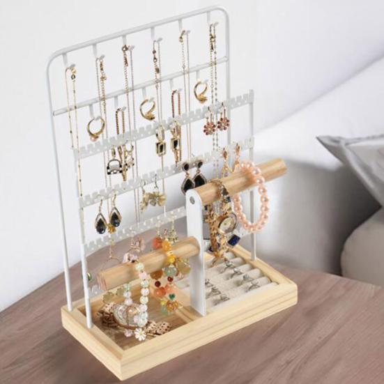 Стойка для украшений большой вместимости, многоярусная, устойчивое основание, серьги, кольца, ожерелья, браслеты