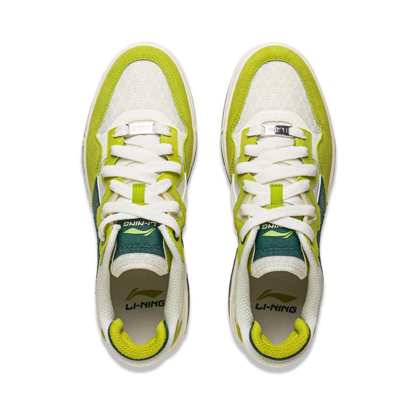 Li Ning Wave PRO Покрытие Устойчивое к истиранию Низкие Скейтбордические кроссовки Унисекс Росток Молочно-белый Тропический зеленый AECV007-3
