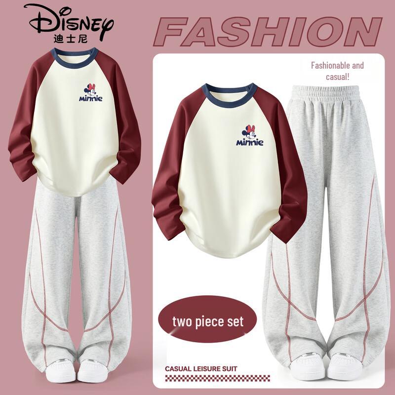 Disney Осенний комплект для девочек: топ с длинным рукавом и широкие брюки