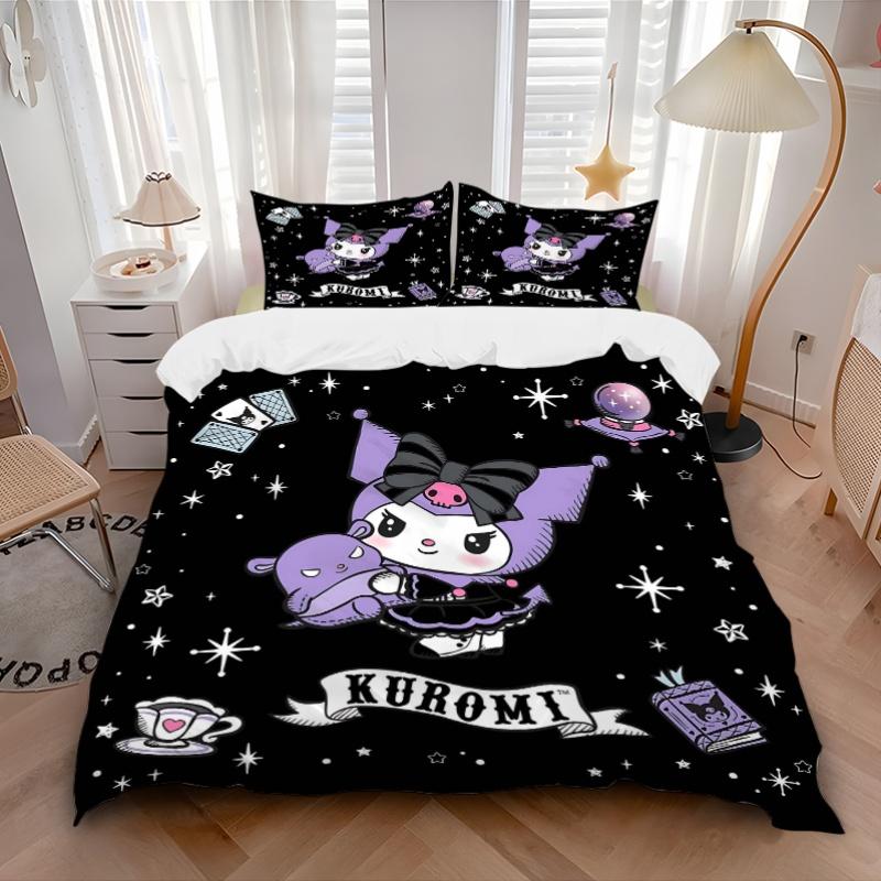 3pcs Cute Kuromi's Enchanted Night Quilt Cover Set - Soft and Cozy Bedroom, Guest Room and Dorm Decorative Bedding 3-Piece Set 1 Quilt Cover + 2