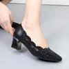 Мода GKTINOO 2025 Летняя мода Ажурные туфли-лодочки из натуральной кожи Женская обувь Средний каблук Квадратный каблук Сетка Женские офисные туфли Кристалл