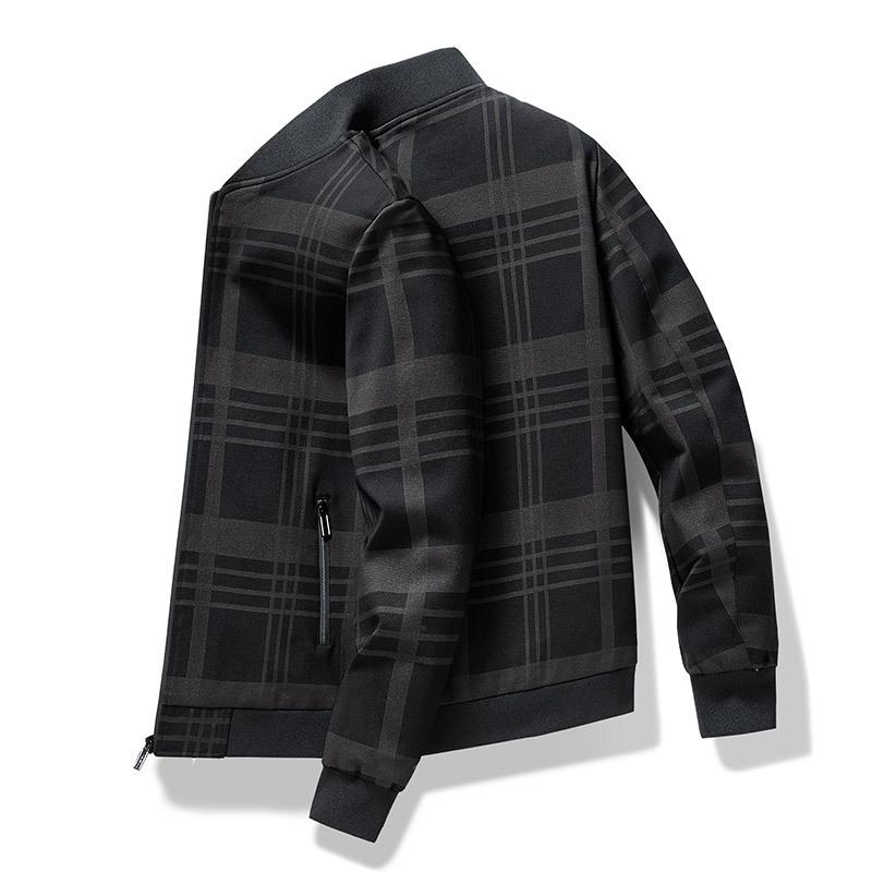 Весна и осень, новая мужская куртка для людей среднего и пожилого возраста, повседневная дышащая одежда для папы, полосатая куртка с узкими лацканами, мужская одежда